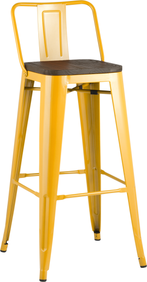 Барный стул Stool Group Tolix Wood со спинкой желтый глянцевый, темное дерево