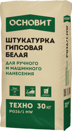 ГИПСОВАЯ ШТУКАТУРКА БЕЛАЯ ОСНОВИТ ТЕХНО PG26/1 MW (30кг)