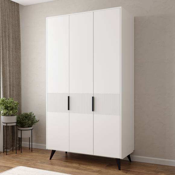 Шкаф для одежды DIWO Краснодар 120x215x55 см, треxдверный, белый, ручка черная