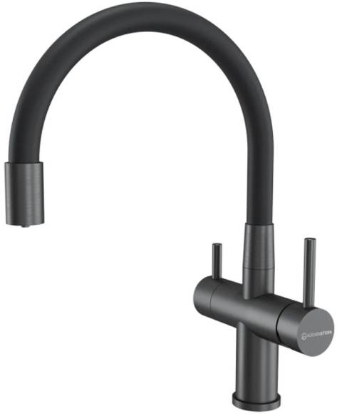 Кухонный смеситель KUCHENSTERN WURM-FE sus 304 Вороненая сталь 750GM80