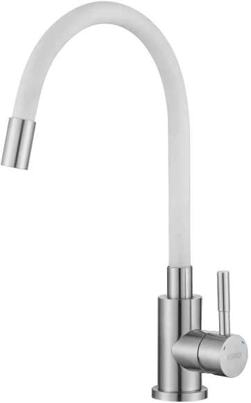 Смеситель для кухни ESKO Snake K44 W хром, белый, с гибким изливом