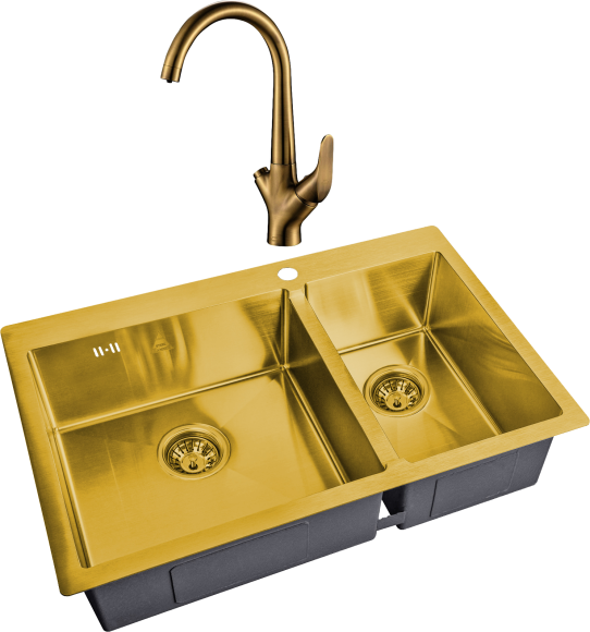 Комплект Мойка Steel Hammer SH 78-2-51-L BRONZE бронза + Смеситель SH 815 BRONZE