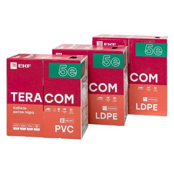 Кабель витая пара U/UTP кат.5E 4 пары solid внешн. LDPE черн. TERACOM EKF TRC-5EUTP-04PE-BK-OUT3 Кабель витая пара U/UTP кат.5E 4 пары solid внешн. LDPE черн. TERACOM EKF TRC-5EUTP-04PE-BK-OUT3