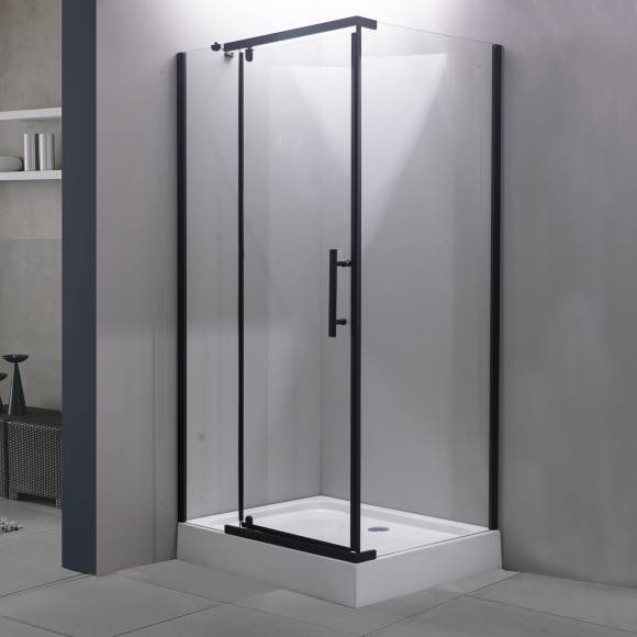 Душевой уголок Esbano ESR-7190B, 100х80 см, профиль черный, стекло прозрачное