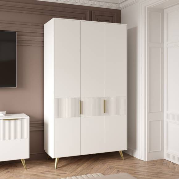 Шкаф для одежды DIWO Краснодар 120x215x55 см, треxдверный, белый, ручка золото