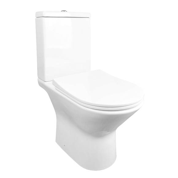 Унитаз-компакт напольный AZARIO Fretta AZ-1223B, крышка-сиденье полипропилен, глянцевый белый