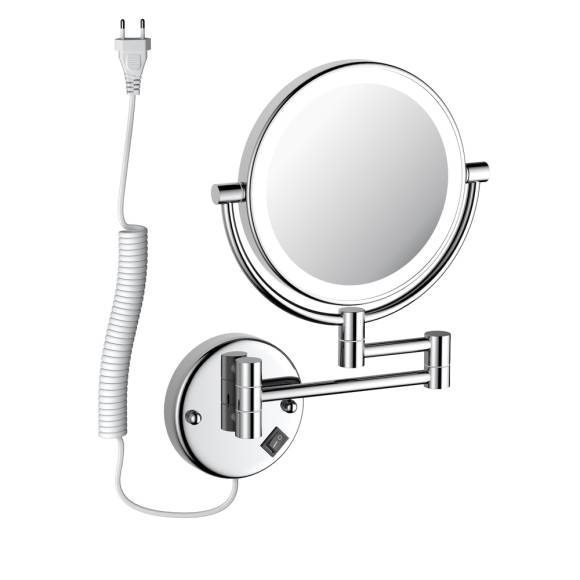 Косметическое зеркало Timo Saona 13376/00 с подсветкой, двухстороннее, телескопическое, поворотное, хром