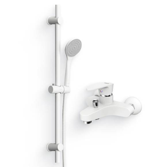 Душевой комплект Смеситель Dorff Alpha D9010000WH белый + Гарнитур Comfort D0108000WH