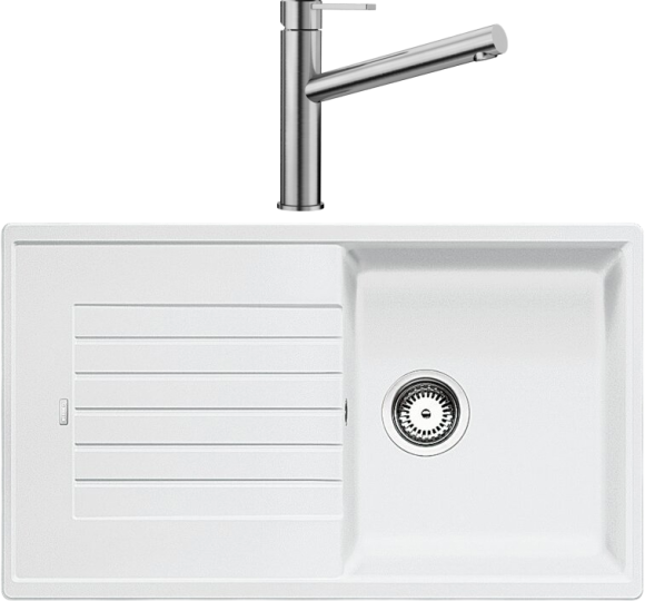 Комплект Мойка Blanco Zia 5S 520515 86x50, белая, искусственный гранит + Смеситель Ambis Ambis 523118 сталь Комплект Мойка Blanco Zia 5S 520515 86x50, белая, искусственный гранит + Смеситель Ambis Ambis 523118 сталь