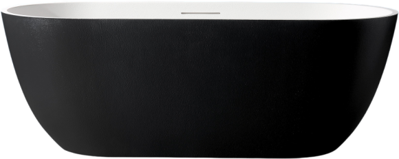 Ванна из искусственного камня Abber Frankfurt AM9941BW 170x75 см, отдельностоящая, матовая черно-белая, овальная, с каркасом