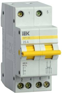 Выключатель-разъединитель трехпозиционный 2п ВРТ-63 25А IEK MPR10-2-025 Выключатель-разъединитель трехпозиционный 2п ВРТ-63 25А IEK MPR10-2-025