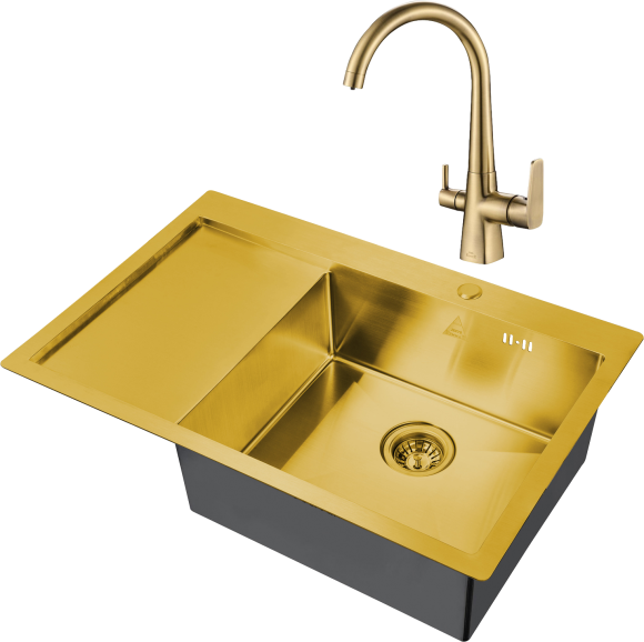 Комплект Мойка Steel Hammer SH 7851-R BRONZE бронза + Смеситель SH 819 BRONZE