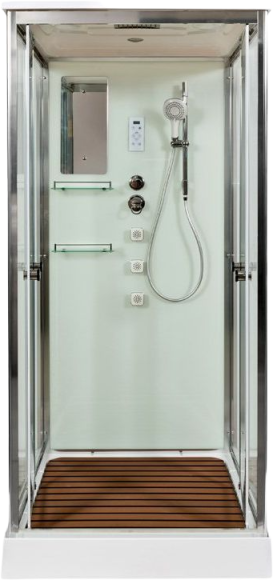 Душевая кабина DTO V8015 (80х80х220) низкий поддон (15  см), профиль хром, стекло прозрачное (6 мм), 4 места