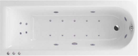 Акриловая ванна Excellent Aurum Slim Lux WAEX.AUR17S.LUX.CR 170x70 см, встраиваемая, с гидромассажем, белая, с каркасом, со сливом-переливом