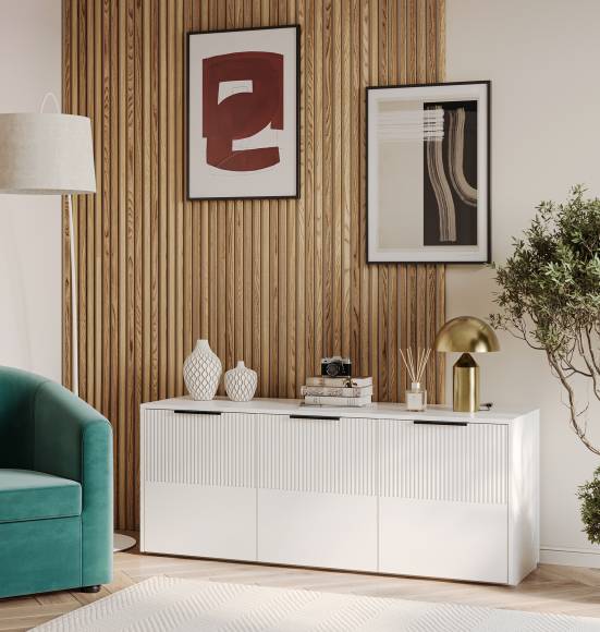 Комод DIWO Краснодар 150x60x43 см, белый, ручка черная