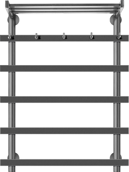 Полотенцесушитель электрический Secado Понтида 1 КСП, R 80x60 см, подключение справа, графит, лесенка, с полкой