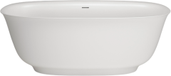 Ванна из искусственного камня Plumberia Selection Seta 170x75 см, отдельностоящая, матовая белая, овальная, с декоративными ножками, с донным клапаном, фурнитура белая