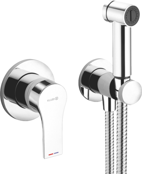 Гигиенический душ Kludi Zenta SL 489980565 со смесителем, С ВНУТРЕННЕЙ ЧАСТЬЮ, хром