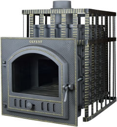 Чугунная Банная Печь «Гефест ЗК в сетке-25 (П)»