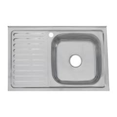 Мойка кухонная Melana 8050 R 0,6/160 80x50, серебристая, накладная, нержавеющая сталь