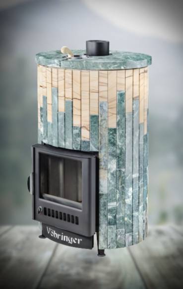 Печь для бани Ферингер Уют ПФ 'До 18 м3' топка из парной Змеевик + Окаменевшее дерево