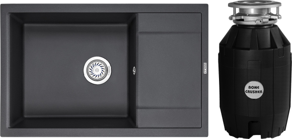 Комплект Мойка Granula 7805, черный + Измельчитель Bone Crusher BC 810-AS