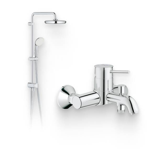 Душевой комплект Смеситель Grohe BauClassic 32865000 + Стойка New Tempesta System 26381001