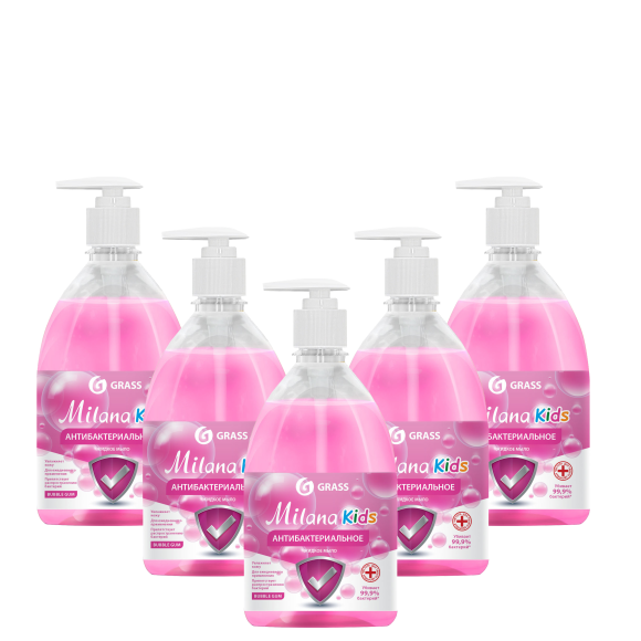 Набор Grass Жидкое мыло Grass Milana антибактериальное, BubbleGum, 500 мл 5 шт