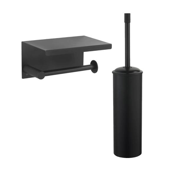 Набор Держатель Boheme Uno 10971-B black с полкой для телефона + Ершик 10979-B black