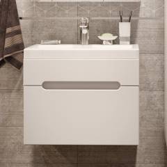 Тумба с раковиной DIWO Коломна 60, подвесная с накладной раковиной, белая, МДФ