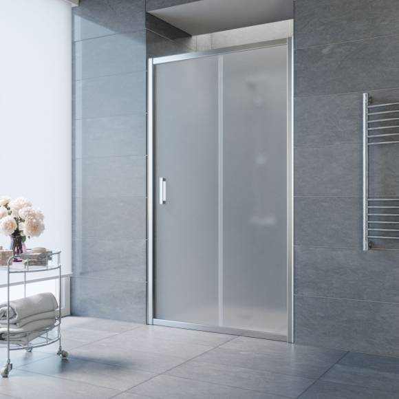 Душевая дверь в нишу Vegas Glass ZP Tur Novo 110 08 10 110 см, профиль глянцевый хром, стекло сатин